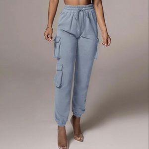 Women Cargo Sweatpants Pink Queen size med